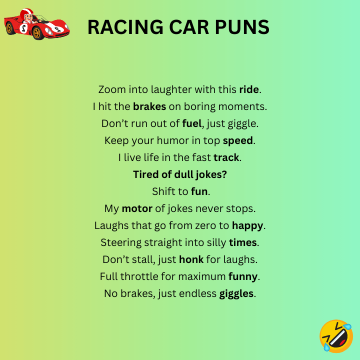 Funny Racing Car Puns